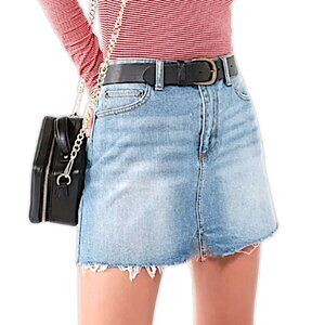 Urban Outfitters NWOT blue distressed frayed hem high waisted denim mini skirt 4